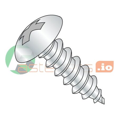 Sheet Metal Screw, #6 x 7/16 in, Zinc Plated Steel Truss Head Phillips Drive, 10000 PK